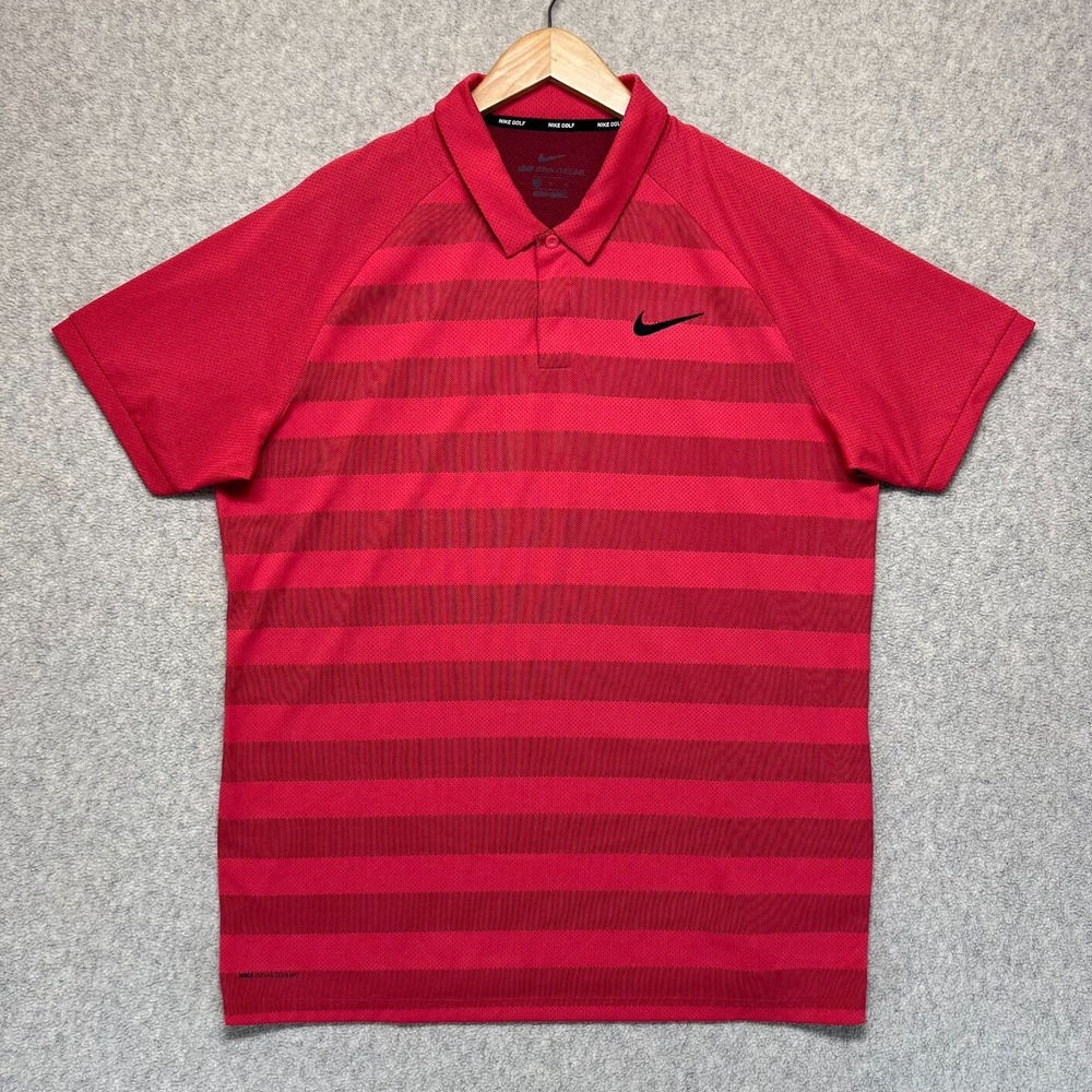 Nike Zonal Cooling Golf Mens Polo Tropical Pink Short Sleeve Performance Comfy L